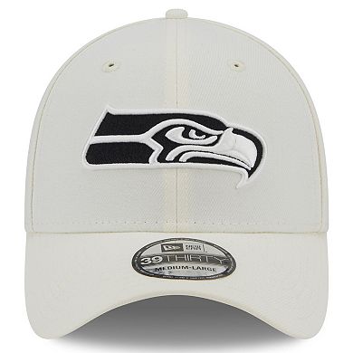 Men's New Era Cream Seattle Seahawks Chrome Collection 39THIRTY Flex Hat