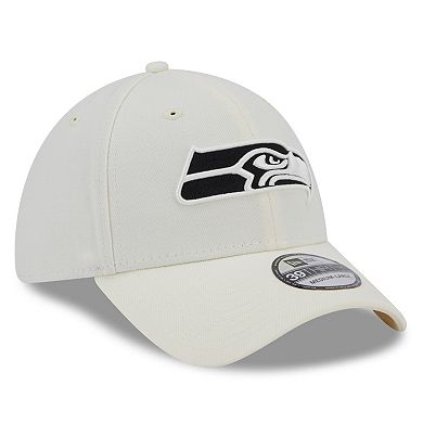 Men's New Era Cream Seattle Seahawks Chrome Collection 39THIRTY Flex Hat