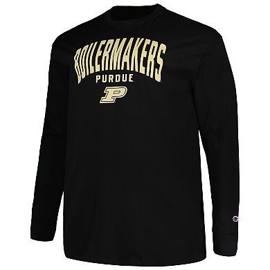 Men's Champion Black Purdue Boilermakers Big & Tall Arch Long Sleeve T-Shirt