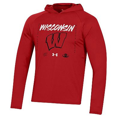 Under Armour  Red Wisconsin Badgers 2023 On Court Bench Shooting Long Sleeve Hoodie T-Shirt
