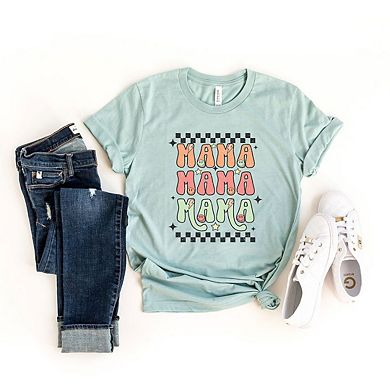 Checkered Stacked Mama Short Sleeve Graphic Tee