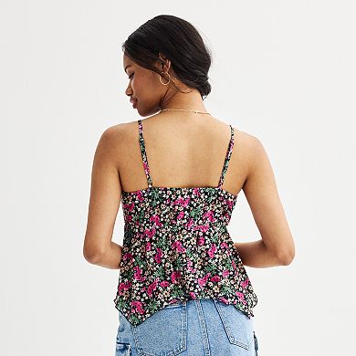 Juniors' Almost Famous Hankerchief Mesh Cami Top