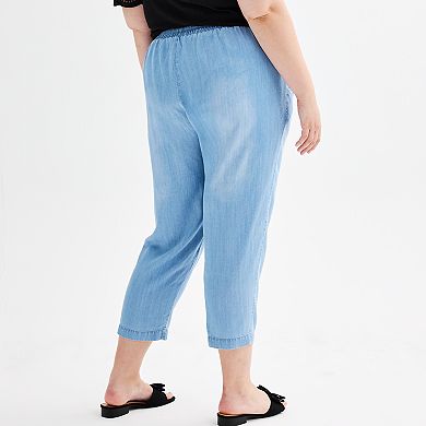Plus Size Workshop Republic Clothing Pull On Cropped Pants With Drawstring
