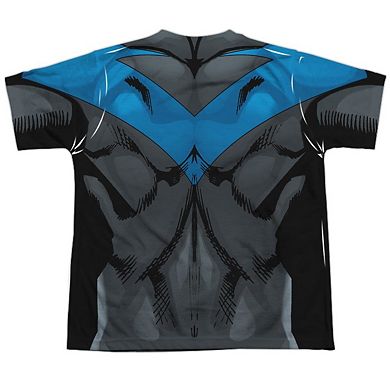 Batman Nightwing Blue Uniform Short Sleeve Youth Poly Crew T-shirt