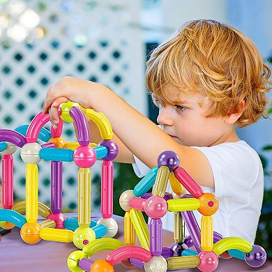 Contixo Toy Magnetic Stix Stick -68 Pcs 3d Building Blocks Stem Construction