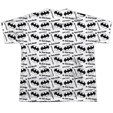 Batman Repeat Dark Knight Short Sleeve Youth Poly Crew T-shirt