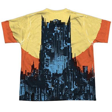 Batman Bat Building Short Sleeve Youth Poly Crew T-shirt