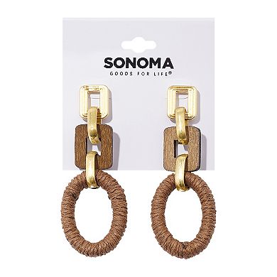 Sonoma Goods For Life® Gold Tone Wood Link Linear Drop Earrings