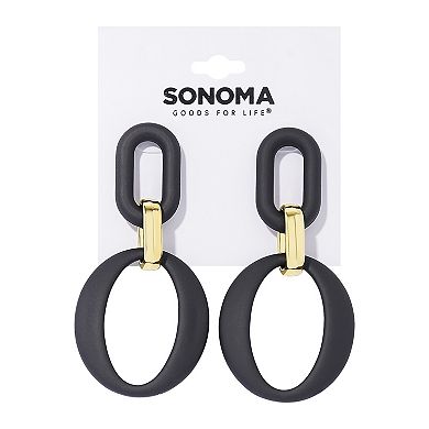 Sonoma Goods For Life® Gold Tone Black Rubberized Link Drop Earrings