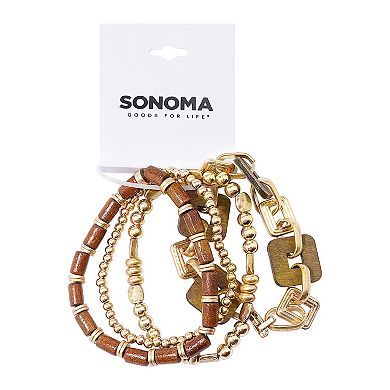 Sonoma Goods For Life® Gold Tone Wood Bead Stretch Bracelets Set
