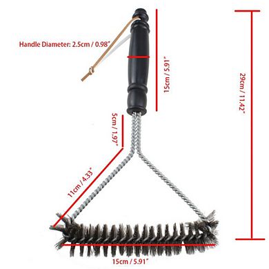 Bbq Wire Grill Brush, 12'', Easy Storage, Practical Cleaning Tool With Long Handle,