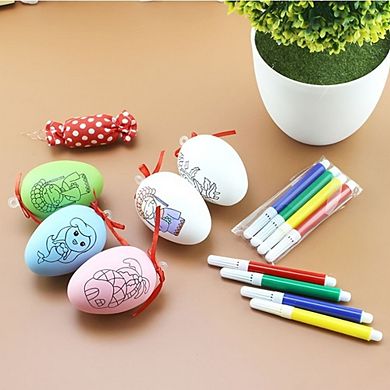 Children's Creative Handmade Diy Easter Eggs - Cartoon Hand Painted Eggshell Toys  - 4 Pack