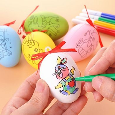 Children's Creative Handmade Diy Easter Eggs - Cartoon Hand Painted Eggshell Toys  - 4 Pack