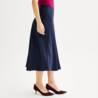 Women's Nine West Satin High Waisted Midi Skirt