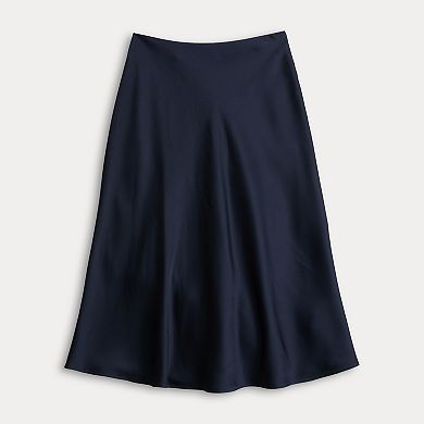 Women's Nine West Satin High Waisted Midi Skirt