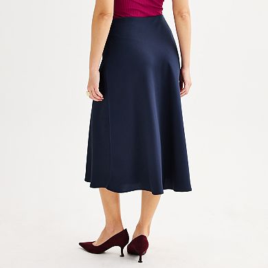 Women's Nine West Satin High Waisted Midi Skirt