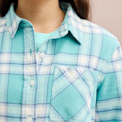 Girls 6-20 SO® Cropped Flannel Shirt in Regular & Plus Size