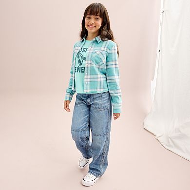 Girls 6-20 SO® Cropped Flannel Shirt in Regular & Plus Size