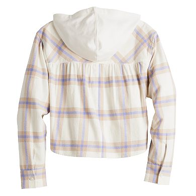 Girls 6-20 SO® Cropped Hooded Flannel Shirt in Regular & Plus Size