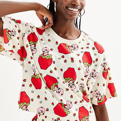 Juniors' Strawberry Shortcake Cropped T-Shirt