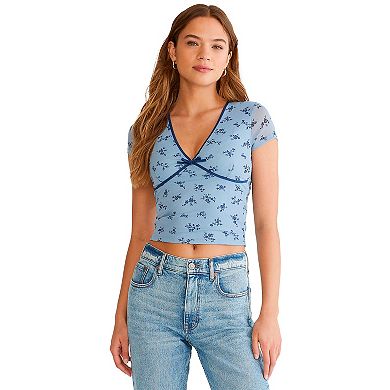 Juniors’ Aeropostale Mesh Short Sleeve V-Neck Baby Tee