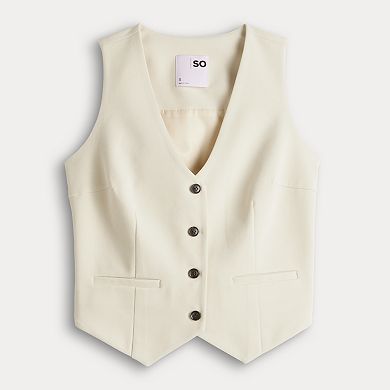 Juniors' SO® Button Front Vest