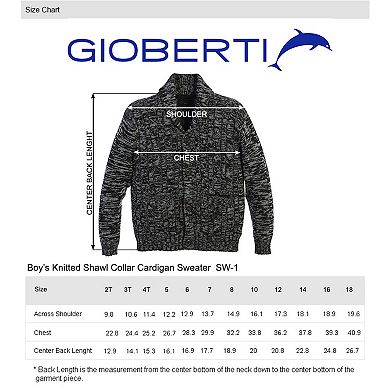 Gioberti Kid's 100% Cotton Knitted Shawl Collar Cardigan, Long Sleeve Sweater