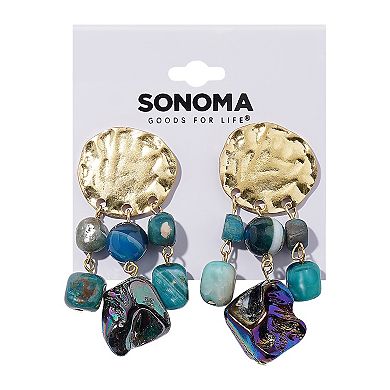 Sonoma Goods For Life® Gold Tone Textured Blue Bead Abalone Shell Earrings