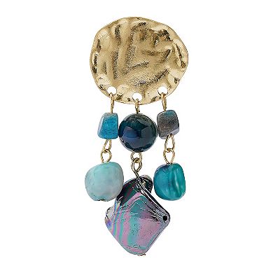 Sonoma Goods For Life® Gold Tone Textured Blue Bead Abalone Shell Earrings