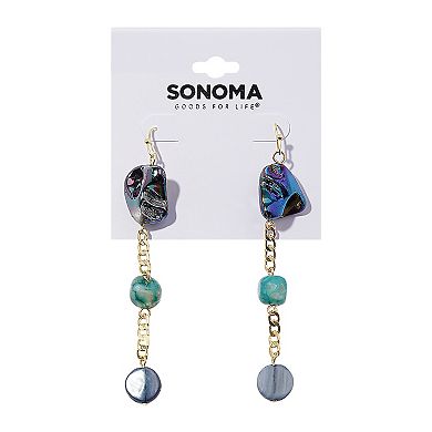 Sonoma Goods For Life® Gold Tone Blue Bead & Abalone Shell Drop Earrings