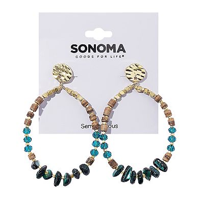 Sonoma Goods For Life® Gold Tone Blue Beaded Teardrop Earrings
