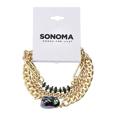 Sonoma Goods For Life® Gold Tone Blue Chips & Abalone Charm Bracelet Trio Set
