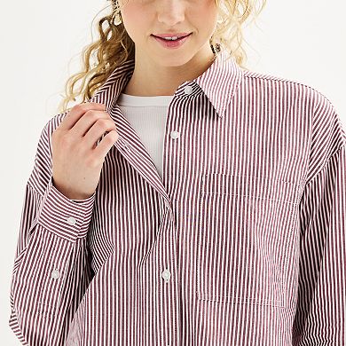 Juniors' SO® Long Sleeve Oversized Shirt