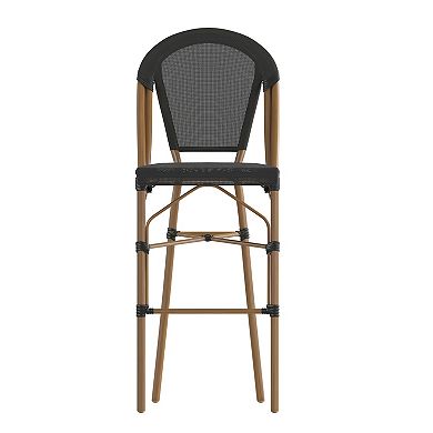 Emma And Oliver Bistro Bar Stool With Textilene Seat And Metal Frame