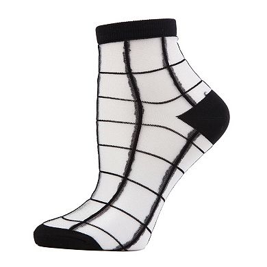 Cheery Checker Sheer See-Through Ankle Socks