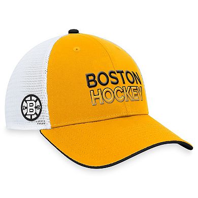 Men's Fanatics Branded  Gold Boston Bruins Alternate Authentic Pro Trucker Adjustable Hat