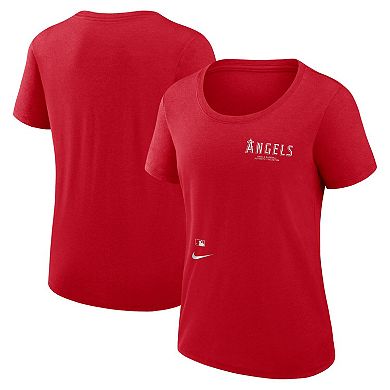 Women's Nike Red Los Angeles Angels Authentic Collection Performance Scoop Neck T-Shirt