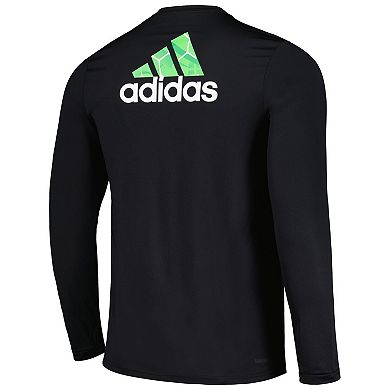 Men's adidas Black Seattle Sounders FC Local Pop AEROREADY Long Sleeve T-Shirt