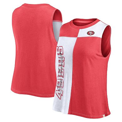 Women's Fanatics Scarlet/White San Francisco 49ers Script Color Block Tank Top