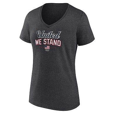 Women's Fanatics Heather Charcoal Team USA Victory V-Neck T-Shirt