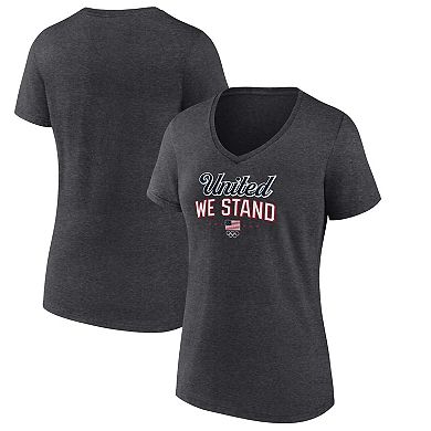 Women's Fanatics Heather Charcoal Team USA Victory V-Neck T-Shirt