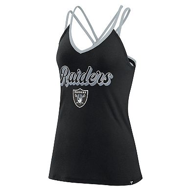 Women's Fanatics Black Las Vegas Raiders Go For It Strappy Crossback Tank Top