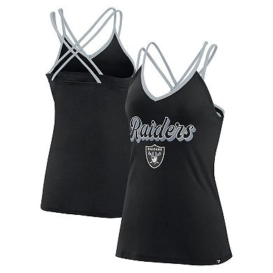 Women's Fanatics Black Las Vegas Raiders Go For It Strappy Crossback Tank Top