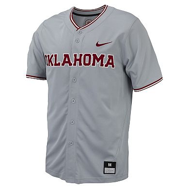 Men's Nike Gray Oklahoma Sooners Replica Full-Button Baseball Jersey