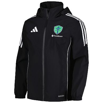 Men's adidas Black Seattle Sounders FC Tiro 24 Full-Zip Hoodie Rain Jacket