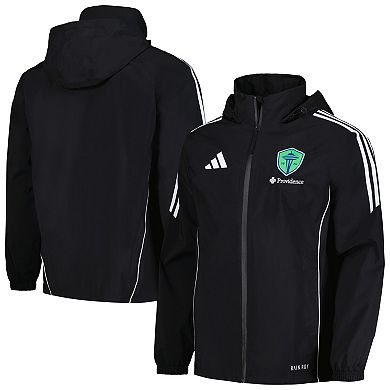 Men's adidas Black Seattle Sounders FC Tiro 24 Full-Zip Hoodie Rain Jacket