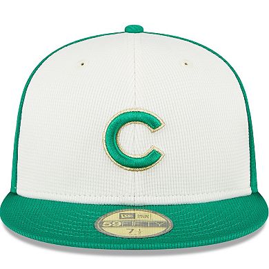 Men's New Era White/Green Chicago Cubs 2024 St. Patrick's Day 59FIFTY Fitted Hat