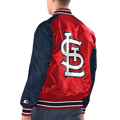 Men's Starter Red/Navy St. Louis Cardinals Varsity Satin Full-Snap Jacket