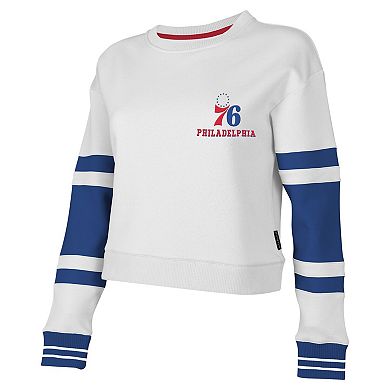 Women's Stadium Essentials White Philadelphia 76ers Scrimmage Cropped Pullover Sweatshirt