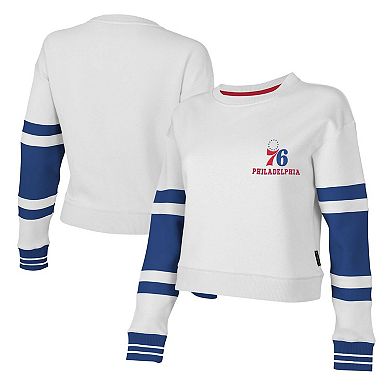 Women's Stadium Essentials White Philadelphia 76ers Scrimmage Cropped Pullover Sweatshirt